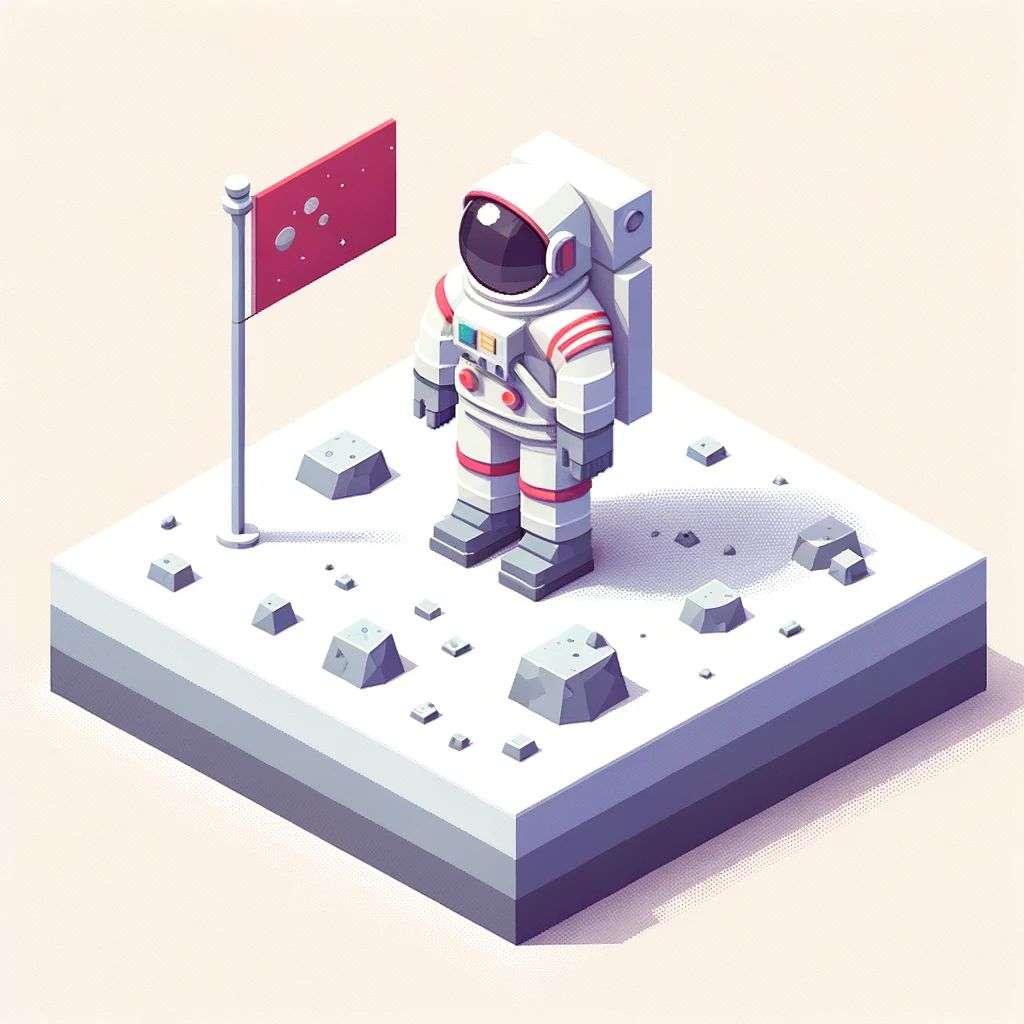 an astronaut, low polygon isometric render